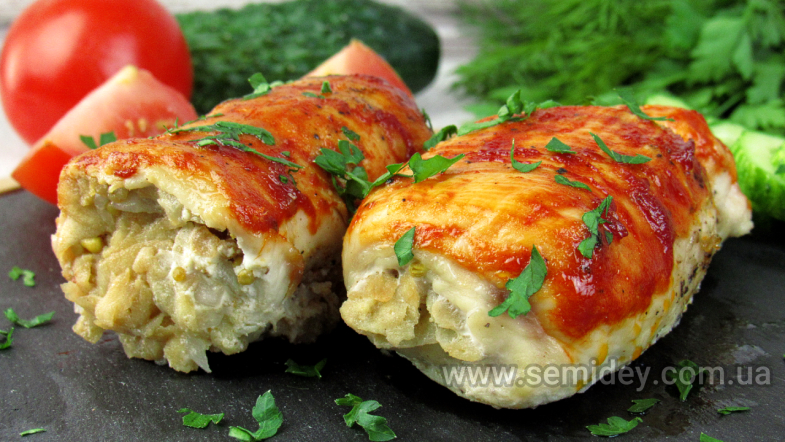 Куриные рулетики с начинкой